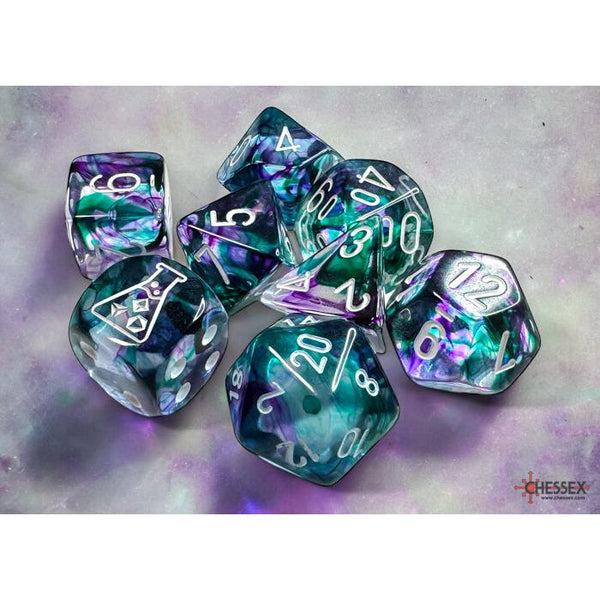 image1_Nebula Fluorite/white Polyhedral 7-Dice Set (with Bonus Die)